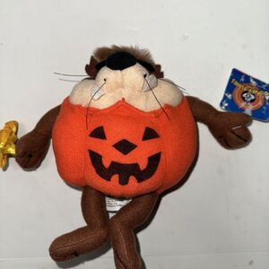 Vintage Taz Tasmanian Devil Halloween Pumpkin Stuffed Animal Plush,